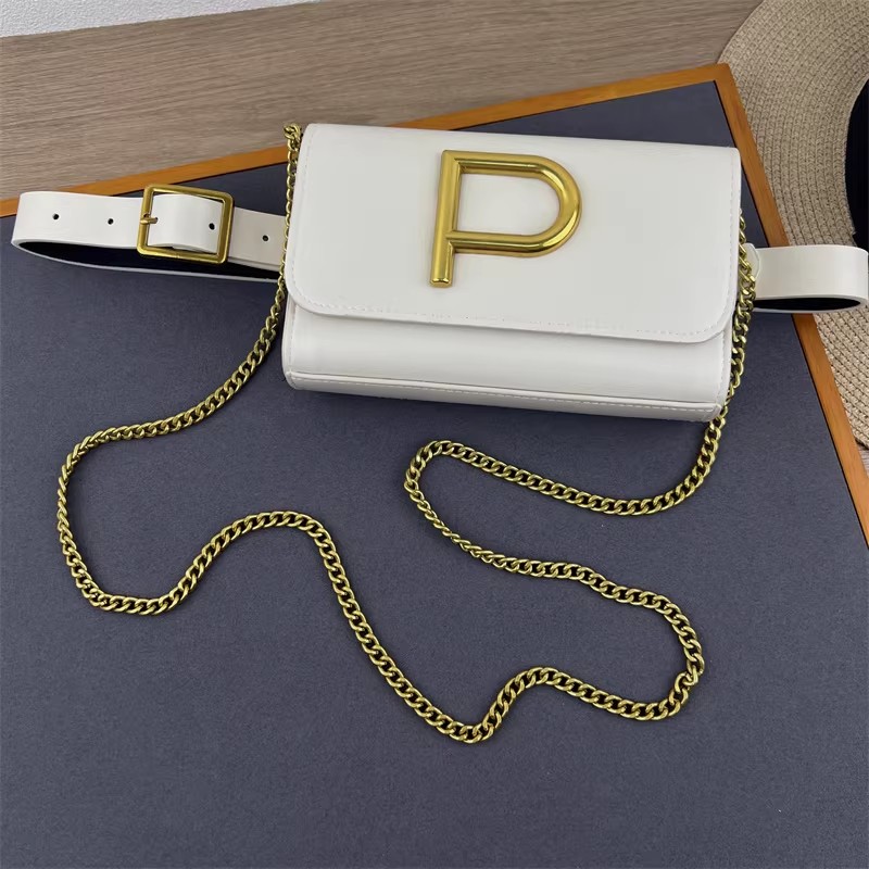 Women's Designer P Letter PU L - Belt Bag Leather Wide recension och pris