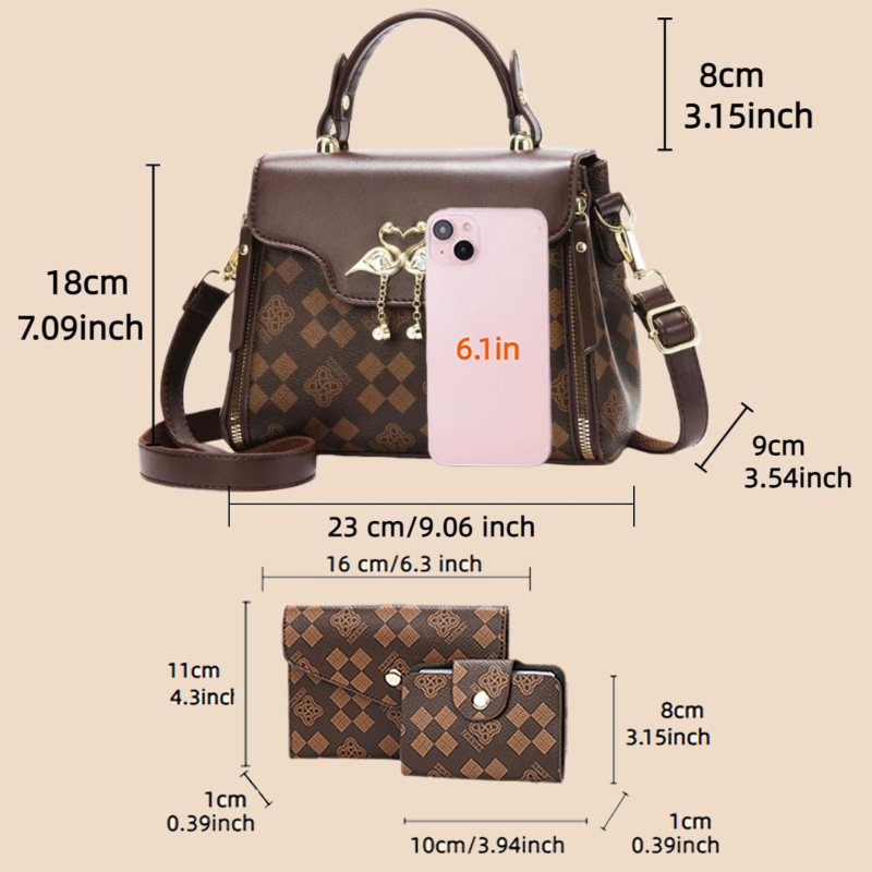 3-piece women's bag set, light - Luxurious Bag recension och pris