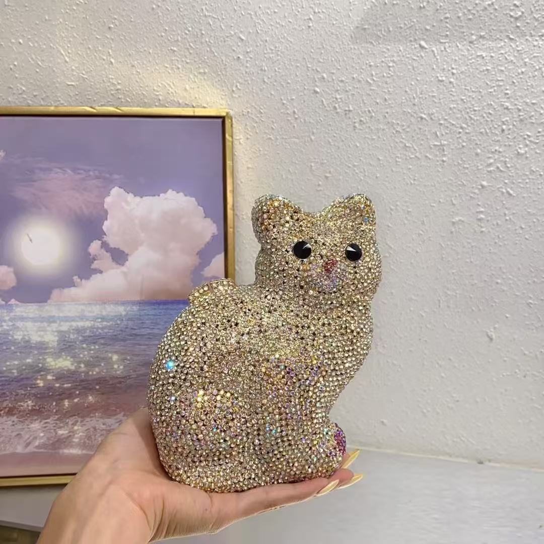 Gold Cute Cat Shape Women Hand - Luxury Bags Gold recension och pris