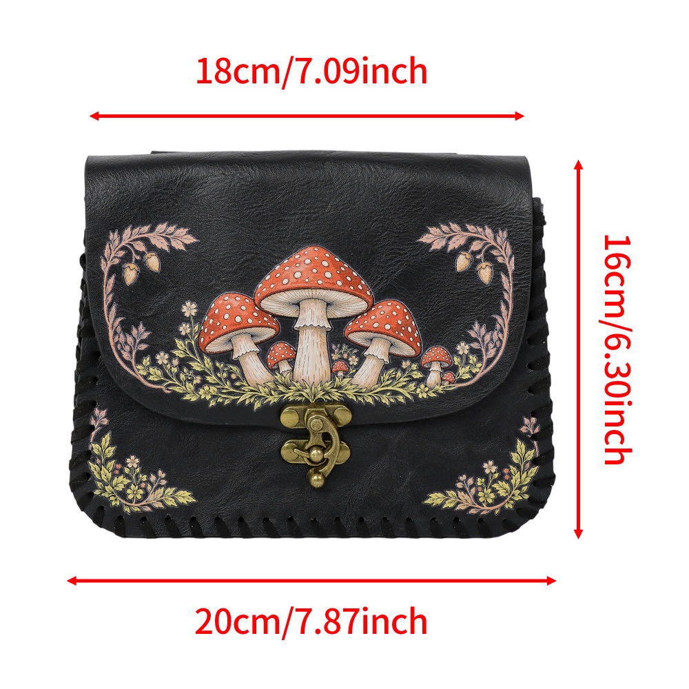 1 Piece Red Mushroom Print PU  - Belt Bag Leather Wide recension och pris