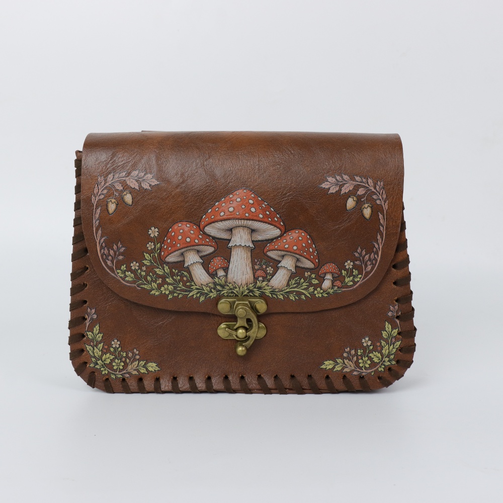 1 Piece Red Mushroom Print PU  - Belt Bag Leather Wide recension och pris