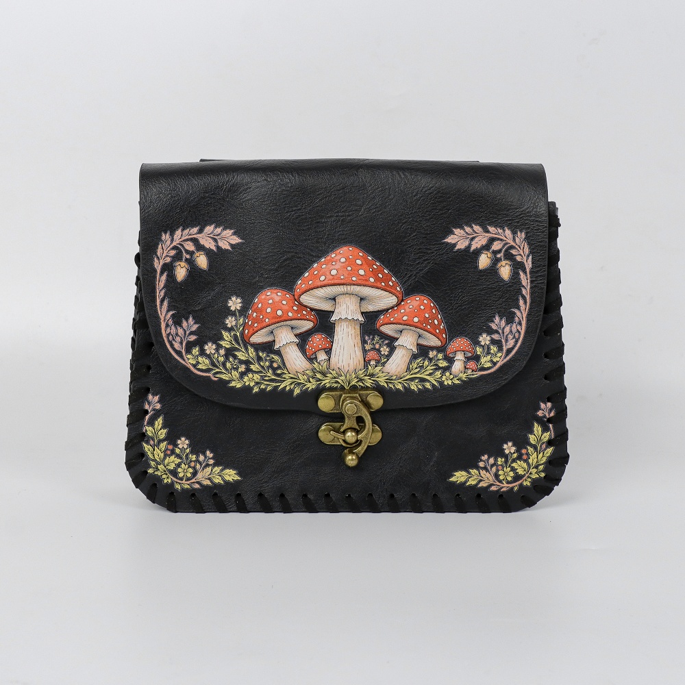 1 Piece Red Mushroom Print PU  - Belt Bag Leather Wide recension och pris